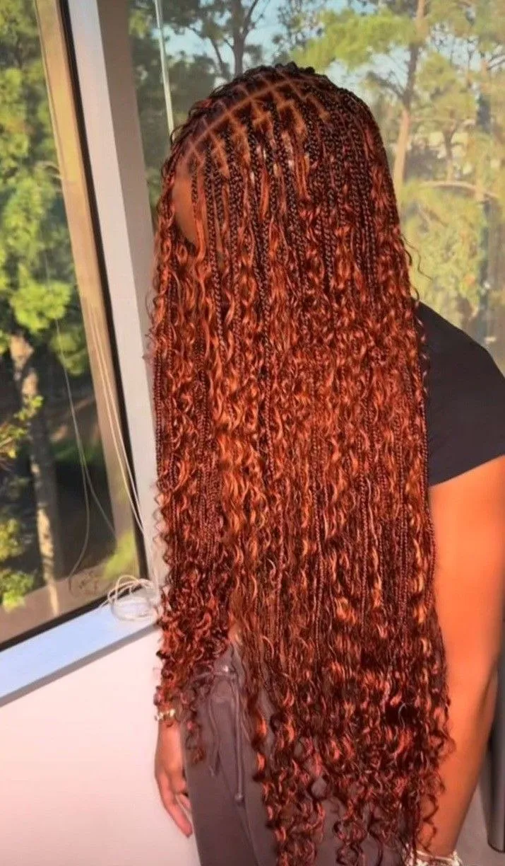 Soft lightweight boho goddess braids with natural curls — photo 2 at SS BRAIDS GH Accra