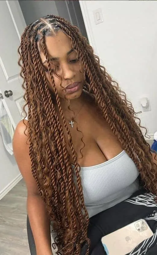 Textured protective kinky twists hairstyle
