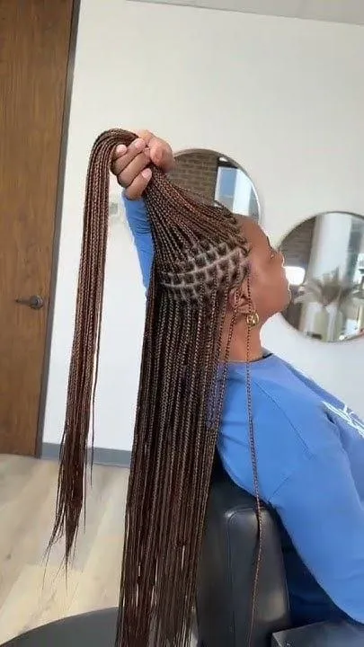 Premium neat knotless braids showing edge protection