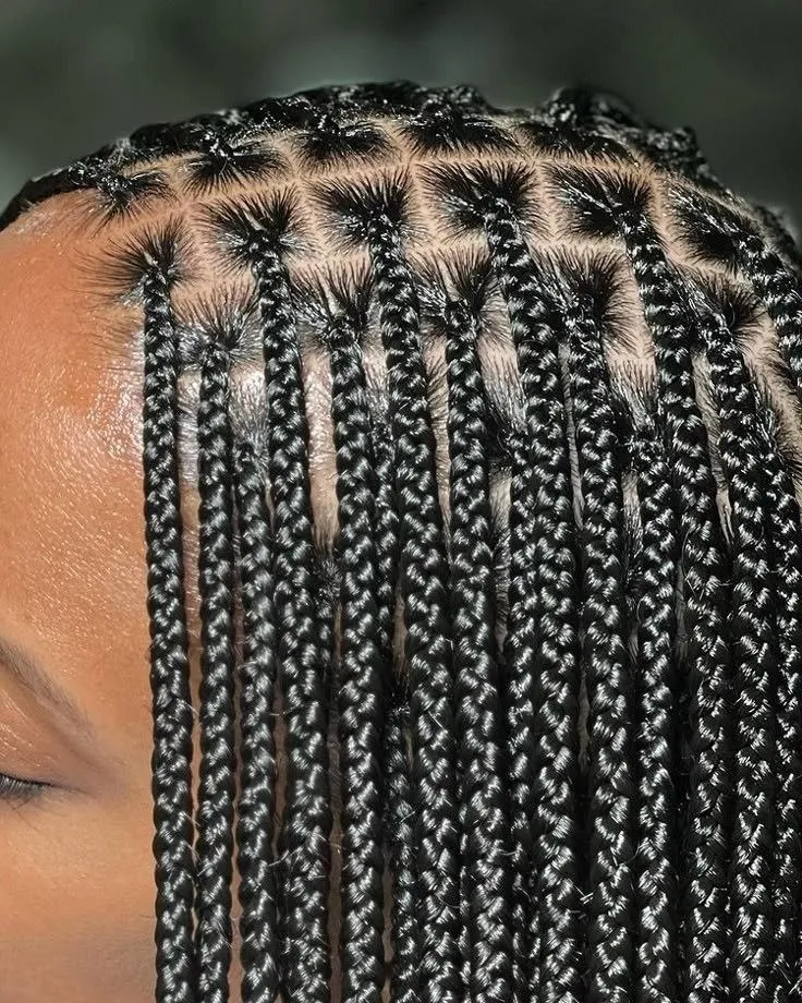 Premium neat knotless braids showing edge protection — photo 2 at SS BRAIDS GH Accra
