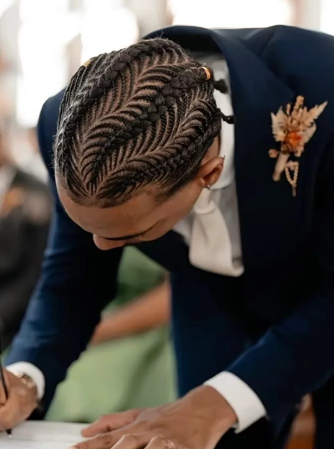 Men's fishtail braided crown for formal occasions at SS BRAIDS GH Accra - SS BRAIDS GH (ssbraidsgh) Accra