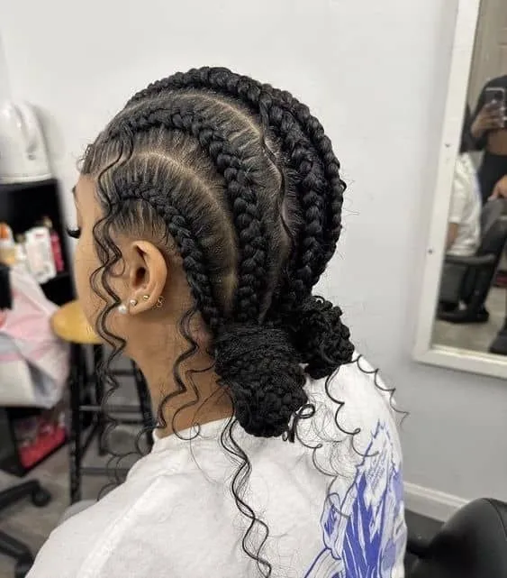 Sleek feed-in stitch braids with clean precise parting lines — photo 2 at SS BRAIDS GH Accra