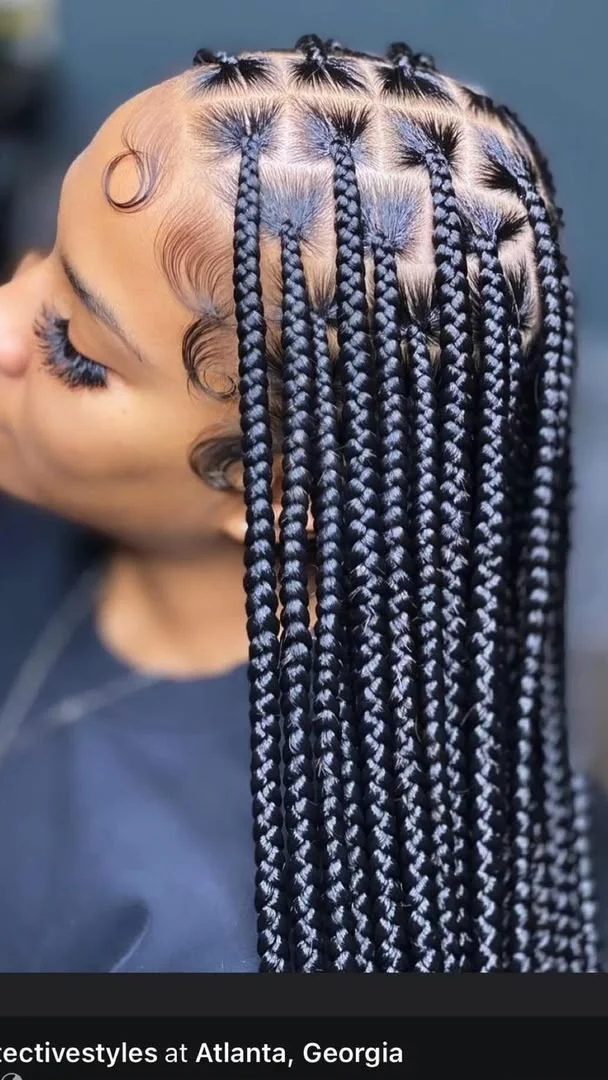 Soft lightweight boho goddess braids with natural curls — photo 4 at SS BRAIDS GH Accra