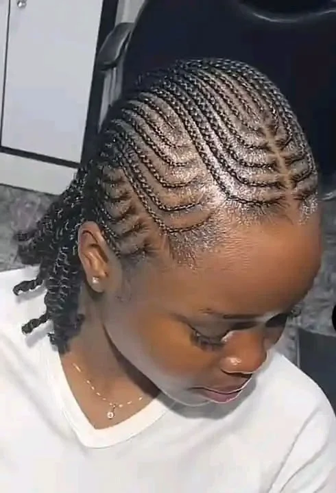 Classic cornrows on natural hair showing clean parting — photo 2 at SS BRAIDS GH Accra