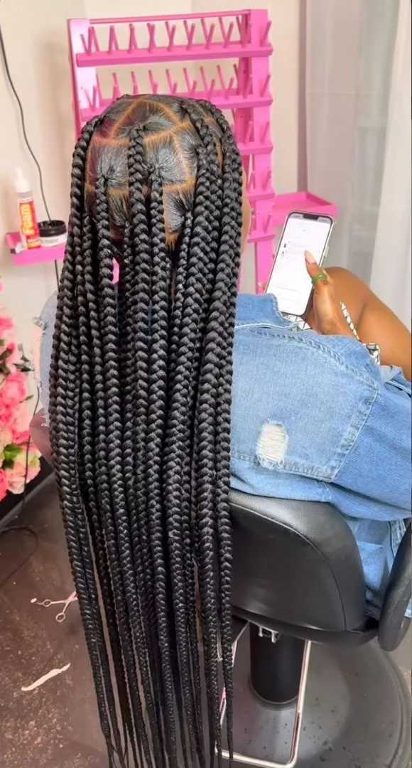 Bold statement jumbo braids with edge-friendly tension - SS BRAIDS GH (ssbraidsgh) Accra