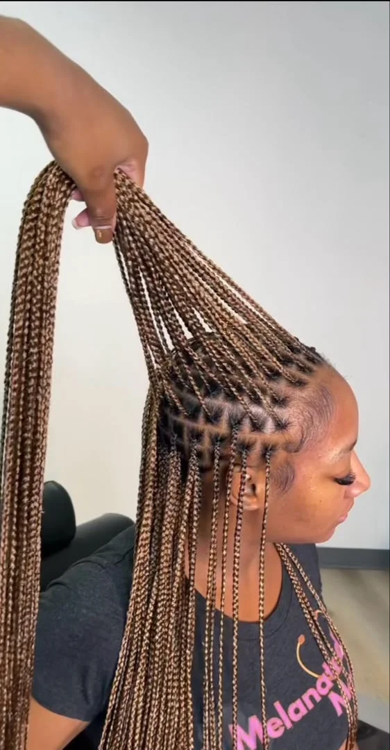 Premium neat knotless braids showing edge protection — photo 3 at SS BRAIDS GH Accra