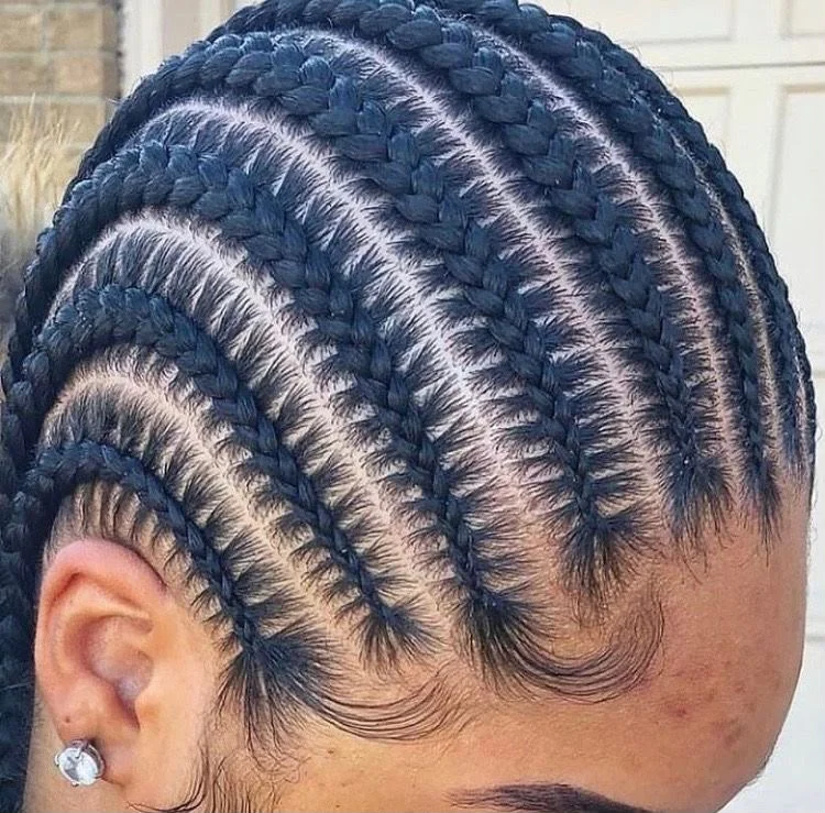 Sleek feed-in stitch braids with clean precise parting lines — photo 4 at SS BRAIDS GH Accra